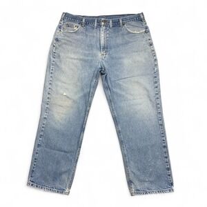 Carhartt Jeans Mens 44x30 Light Wash‎ Denim Traditional Distressed Dirty Grunge